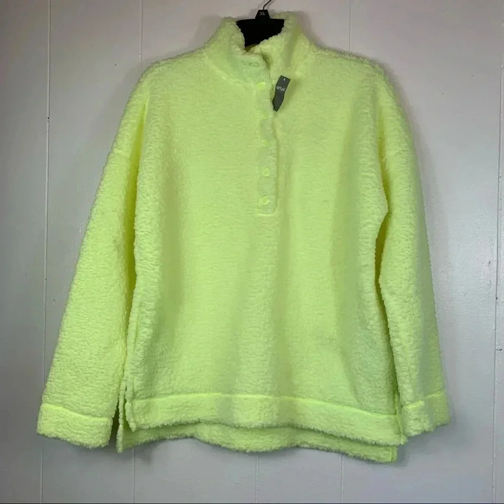 Aerie by American Eagle Neon Sherpa Pullover Oversize Sweater Hightlighter